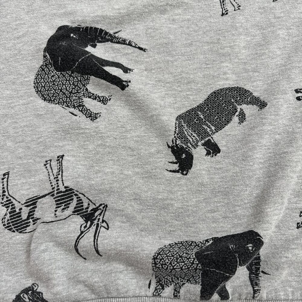 Zara Sweatshirt Men's Large Grey Animal Print Crewneck Pullover - Picture 6 of 6